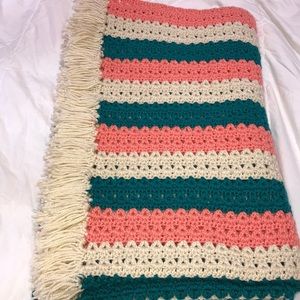 Vintage Handmade Crochet Afghan Blanket Throw